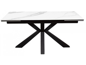Стол на кухню раздвижной DikLine SFE140 Керамика Белый мрамор/подстолье черное/опоры черные (2 уп.) в Салехарде - предосмотр 1