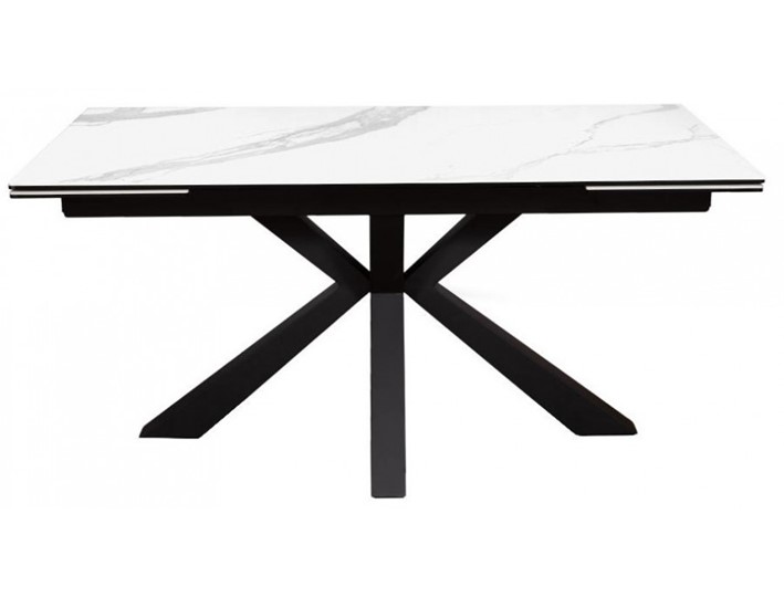 Стол на кухню раздвижной DikLine SFE140 Керамика Белый мрамор/подстолье черное/опоры черные (2 уп.) в Тарко-Сале - изображение 1