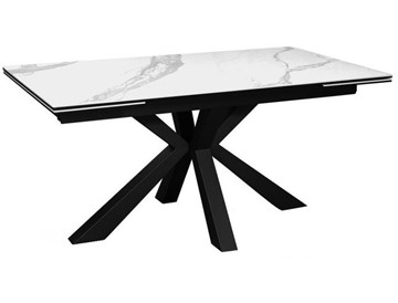 Стол на кухню раздвижной DikLine SFE140 Керамика Белый мрамор/подстолье черное/опоры черные (2 уп.) в Надыме - предосмотр 5