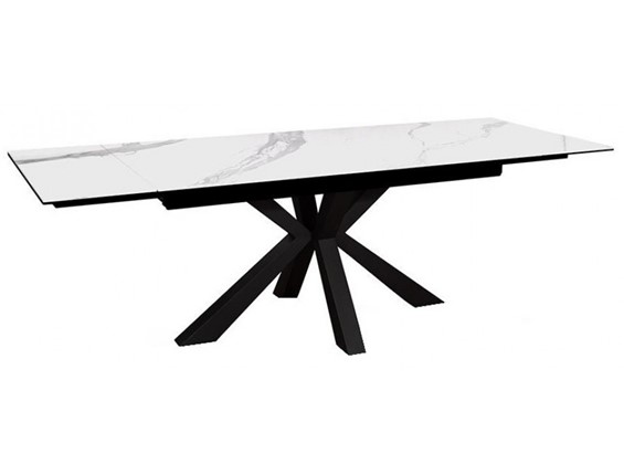 Стол на кухню раздвижной DikLine SFE140 Керамика Белый мрамор/подстолье черное/опоры черные (2 уп.) в Лабытнанги - изображение