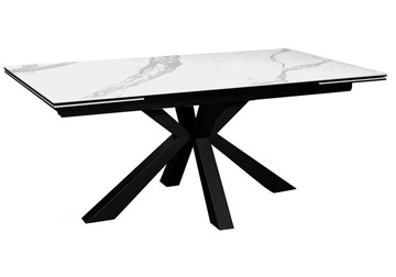 Стол на кухню раздвижной DikLine SFE160 Керамика Белый мрамор/подстолье черное/опоры черные (2 уп.) в Надыме - предосмотр 1