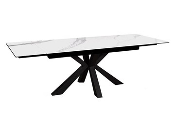 Стол на кухню раздвижной DikLine SFE160 Керамика Белый мрамор/подстолье черное/опоры черные (2 уп.) в Салехарде - предосмотр 2