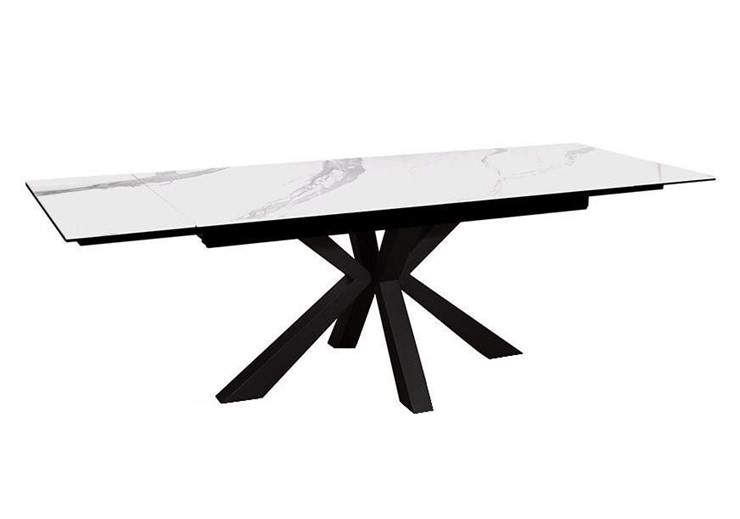 Стол на кухню раздвижной DikLine SFE160 Керамика Белый мрамор/подстолье черное/опоры черные (2 уп.) в Салехарде - изображение 2