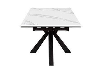 Стол на кухню раздвижной DikLine SFE160 Керамика Белый мрамор/подстолье черное/опоры черные (2 уп.) в Тарко-Сале - предосмотр 3