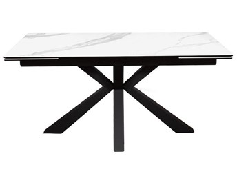 Стол на кухню раздвижной DikLine SFE160 Керамика Белый мрамор/подстолье черное/опоры черные (2 уп.) в Салехарде