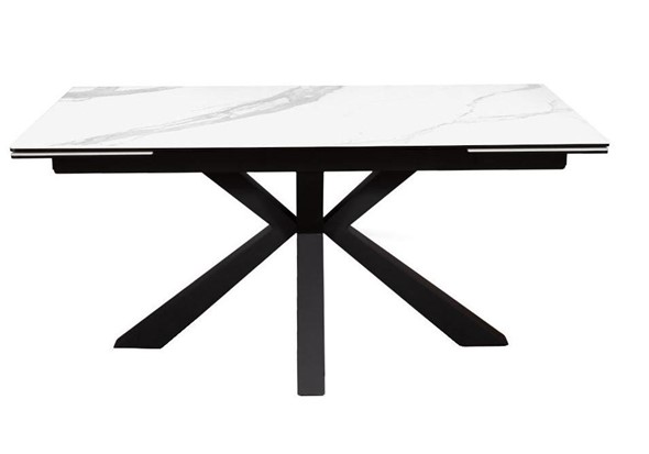 Стол на кухню раздвижной DikLine SFE160 Керамика Белый мрамор/подстолье черное/опоры черные (2 уп.) в Салехарде - изображение