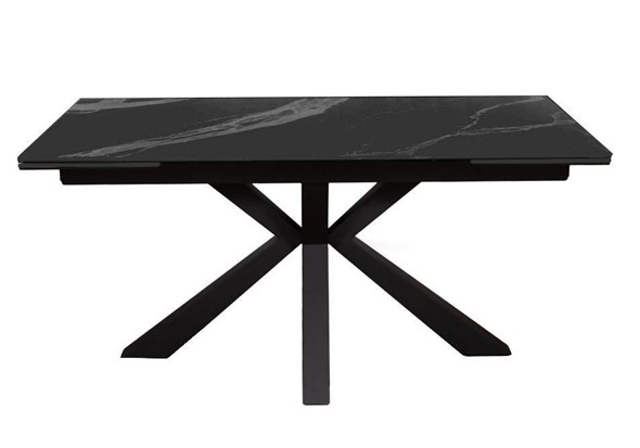 Стол на кухню раздвижной DikLine SFE160 Керамика Черный мрамор/подстолье черное/опоры черные (2 уп.) в Тарко-Сале - изображение