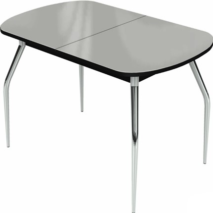 Кухонный раздвижной стол Ривьера исп.1 хром №5 (стекло белое/черный) в Салехарде - изображение