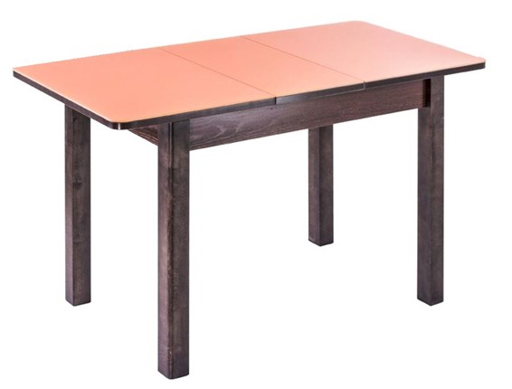 Кухонный раскладной стол Айсберг-02 СТ1, венге ЛДСП/стекло оранжевое/42 прямые массив венге в Салехарде - изображение