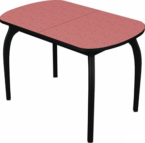 Кухонный стол раздвижной Ривьера мини дерево №1, пластик (цветы красные/черный) в Губкинском