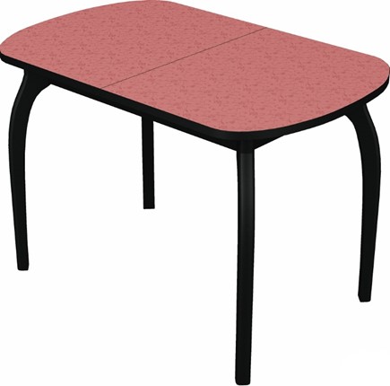 Кухонный стол раздвижной Ривьера мини дерево №1, пластик (цветы красные/черный) в Салехарде - изображение