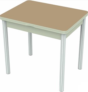 Кухонный стол раздвижной Бари хром №6 (стекло капучино/белый) в Надыме