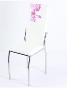 Стул В-610 СТ хром люкс/белый, фотопечать орхидея в Надыме