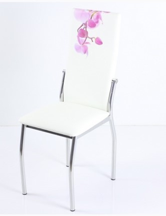 Стул В-610 СТ хром люкс/белый, фотопечать орхидея в Салехарде - изображение
