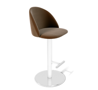 Барный стул SHT-ST35 / SHT-S128 (кофейный ликер/хром/белый муар) в Новом Уренгое