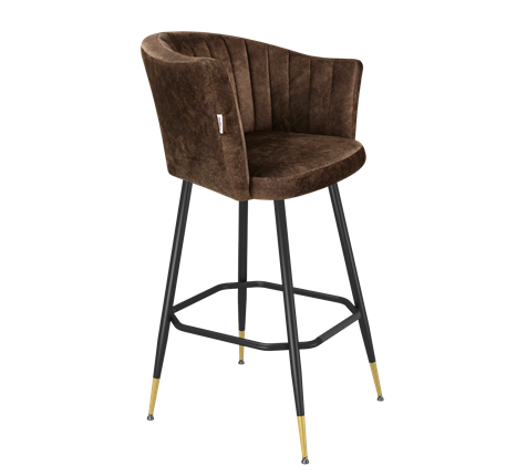 Барный стул SHT-ST42-1 / SHT-S148 (кофейный трюфель/черный муар/золото) в Салехарде - изображение