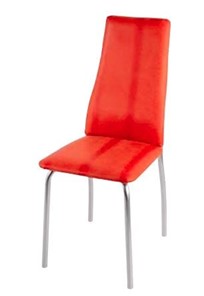 Обеденный стул Волна, каркас хром люкс, нубук -  оранжевый в Салехарде - предосмотр 1