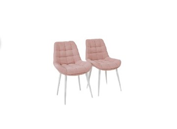 Комплект из 2-х обеденных стульев Комфорт розовый белые ножки в Тарко-Сале