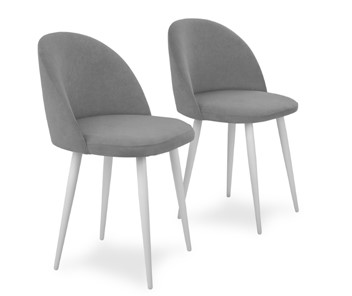 Комплект из 2-х кухонных стульев Лайт серый белые ножки в Тарко-Сале