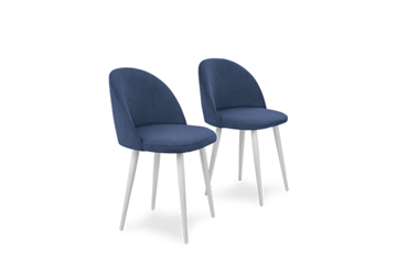 Комплект из 2-х кухонных стульев Лайт синий белые ножки в Ноябрьске