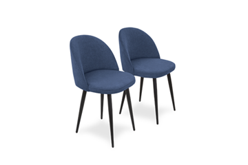 Комплект из 2-х кухонных стульев Лайт синий черные ножки в Тарко-Сале