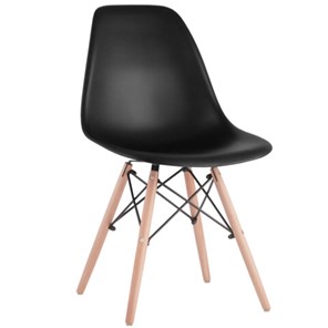 Комплект обеденных стульев 4 шт. BRABIX "Eames CF-010", пластик черный, опоры дерево/металл, 532631, 2033A в Ноябрьске