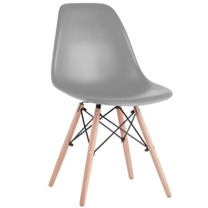 Комплект обеденных стульев 4 шт. BRABIX "Eames CF-010", пластик серый, опоры дерево/металл, 532632, 2033A в Надыме