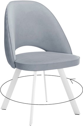 Обеденный стул 228 Поворотный, Микровелюр Z46 перламутр / опоры белые в Новом Уренгое - изображение