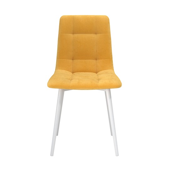 Обеденный стул Белла, велюр тенерифе куркума/Цвет металл белый в Салехарде - изображение 1