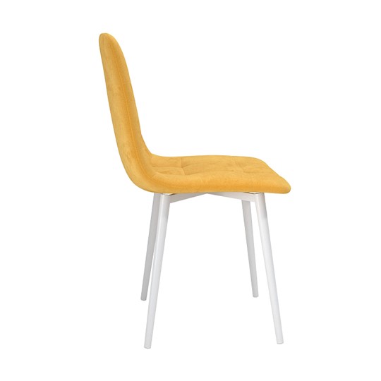 Обеденный стул Белла, велюр тенерифе куркума/Цвет металл белый в Муравленко - изображение 2