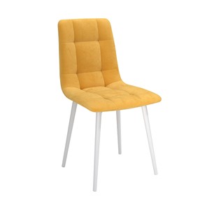 Обеденный стул Белла, велюр тенерифе куркума/Цвет металл белый в Лабытнанги