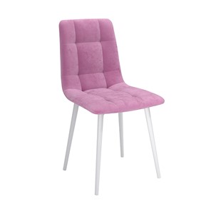 Обеденный стул Белла, велюр тенерифе розовый/Цвет металл белый в Салехарде
