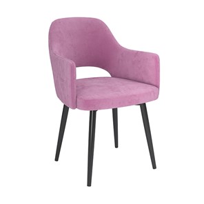 Обеденный стул Берта, велюр тенерифе розовый/Цвет металл черный в Новом Уренгое