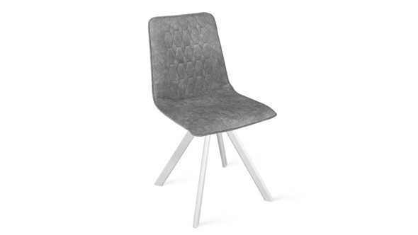 Кухонный стул Хьюго К2 (Белый матовый/Микровелюр Wellmart Silver) в Салехарде - изображение