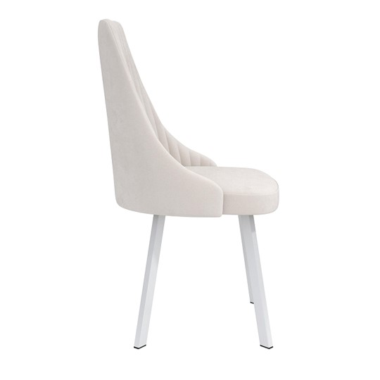 Обеденный стул Лион, велюр тенерифе крем/Цвет металл белый в Тарко-Сале - изображение 2