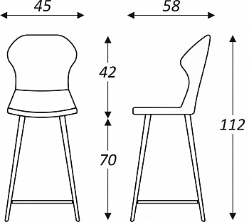 Обеденный стул Марио барный(Бордо Т175/ноги черные) в Салехарде - изображение 2