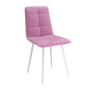 Обеденный стул Нео, велюр тенерифе розовый/Цвет металл белый в Салехарде - предосмотр