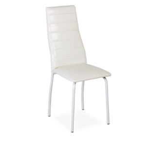 Обеденный стул Волна, прошивка горизонтально, каркас металл белый, Аттика белый в Салехарде