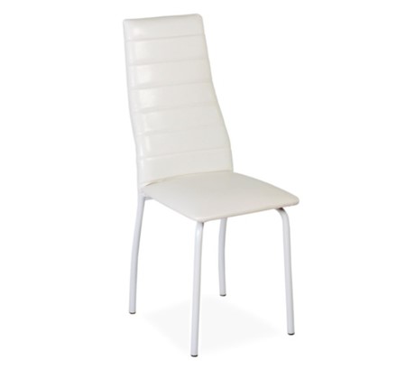 Обеденный стул Волна, прошивка горизонтально, каркас металл белый, Аттика белый в Салехарде - изображение