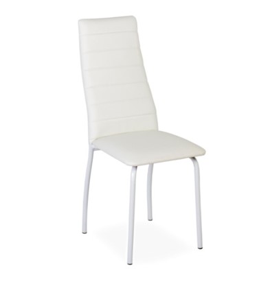 Кухонный стул Волна, прошивка горизонтально, каркас металл белый, экотекс белый в Салехарде - изображение