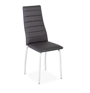 Обеденный стул Волна, прошивка горизонтально, каркас металл белый, экотекс серый в Салехарде