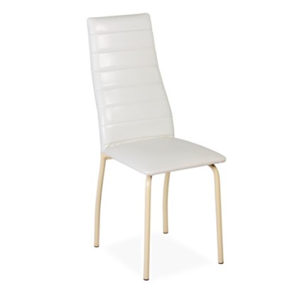 Обеденный стул Волна, прошивка горизонтально, каркас металл бежевый, Аттика белый в Салехарде - изображение