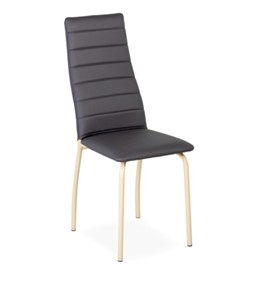 Обеденный стул Волна, прошивка горизонтально, каркас металл бежевый, экотекс серый в Лабытнанги