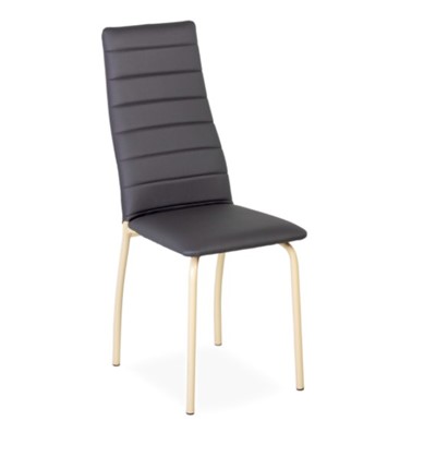 Обеденный стул Волна, прошивка горизонтально, каркас металл бежевый, экотекс серый в Салехарде - изображение