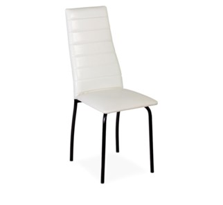 Обеденный стул Волна, прошивка горизонтально, каркас металл черный, Аттика белый в Салехарде