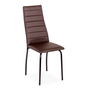 Обеденный стул Волна, прошивка горизонтально, каркас металл черный, экотекс шоколад в Надыме
