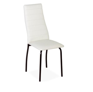 Обеденный стул Волна, прошивка горизонтально, каркас металл коричневый, экотекс белый в Надыме