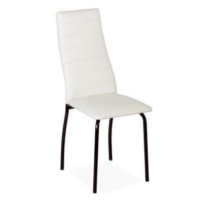 Обеденный стул Волна, прошивка горизонтально, каркас металл коричневый, экотекс белый в Салехарде - изображение