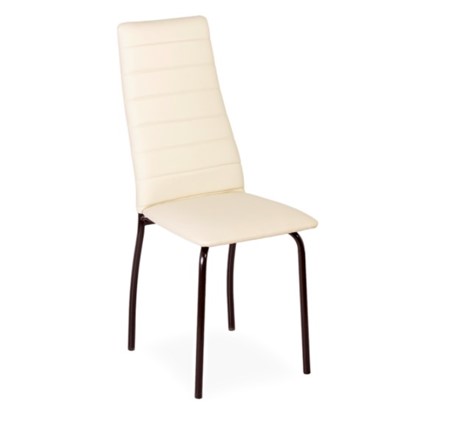 Обеденный стул Волна, прошивка горизонтально, каркас металл коричневый, экотекс крем в Салехарде - изображение