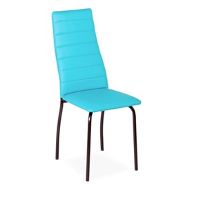 Обеденный стул Волна, прошивка горизонтально, каркас металл коричневый, экотекс лазурный в Салехарде